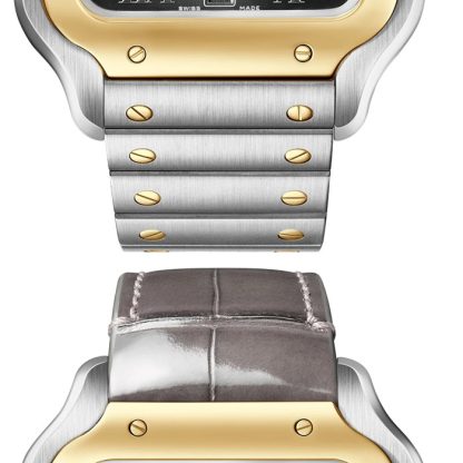 Zegarek Cartier Santos De Cartier Duży model Automatyczne nakręcanie Stalowa koperta Żółte złoto Wymienny skórzany pasek W2SA0030 - obrazek 3