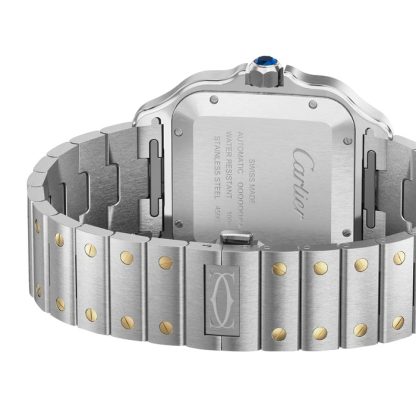 Zegarek Cartier Santos De Cartier Duży model Automatyczne nakręcanie Stalowa koperta Żółte złoto Wymienny skórzany pasek W2SA0030 - obrazek 4