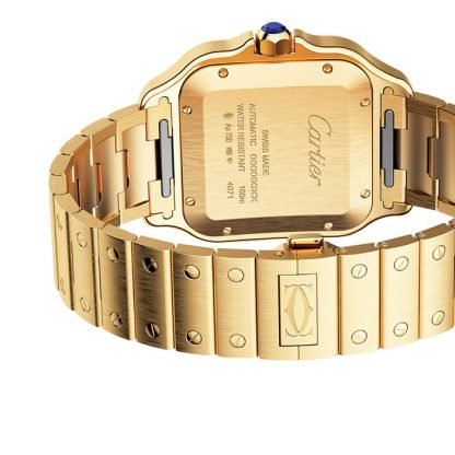 Zegarek Cartier Santos De Cartier Duży model Automatyczny mechanizm Żółte złoto Wymienne metalowe i skórzane bransoletki WGSA0029 - obrazek 3