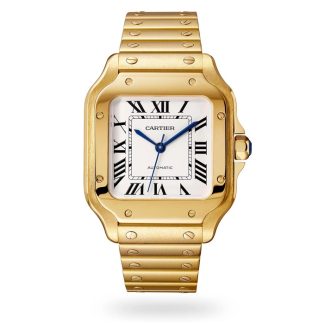 Zegarek Cartier Santos De Cartier Średni model Automatyczny mechanizm Żółte złoto Wymienne metalowe i skórzane bransoletki WGSA0030