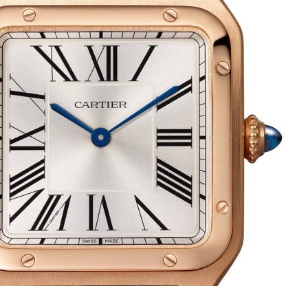 Zegarek Cartier Santos-Dumont Duży model Mechanizm kwarcowy Różowe złoto Skóra WGSA0021 - obrazek 3