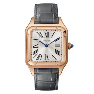 Zegarek Cartier Santos-Dumont Duży model Mechanizm kwarcowy Różowe złoto Skóra WGSA0021