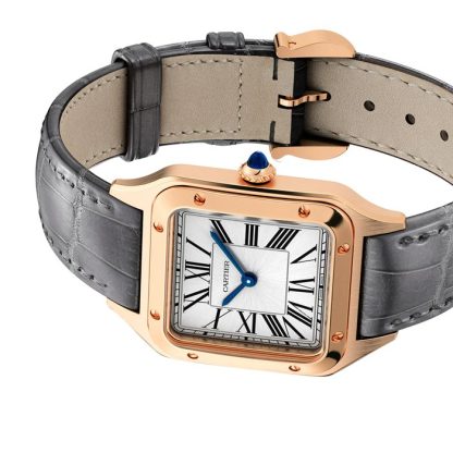 Zegarek Cartier Santos-Dumont Duży model Mechanizm kwarcowy Różowe złoto Skóra WGSA0021 - obrazek 5