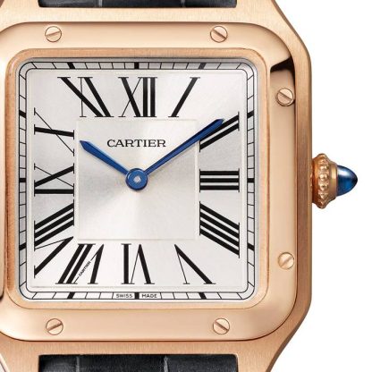 Zegarek Cartier Santos-Dumont Mały model Mechanizm kwarcowy Różowe złoto Skóra WGSA0022 - obrazek 3