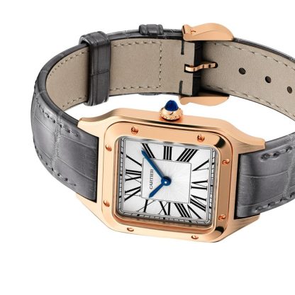 Zegarek Cartier Santos-Dumont Mały model Mechanizm kwarcowy Różowe złoto Skóra WGSA0022 - obrazek 4