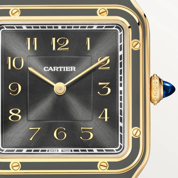 Zegarek Cartier Santos-Dumont duży model mechaniczny mechanizm z ręcznym nakręcaniem 430 MC żółte złoto WGSA0097 - obrazek 2