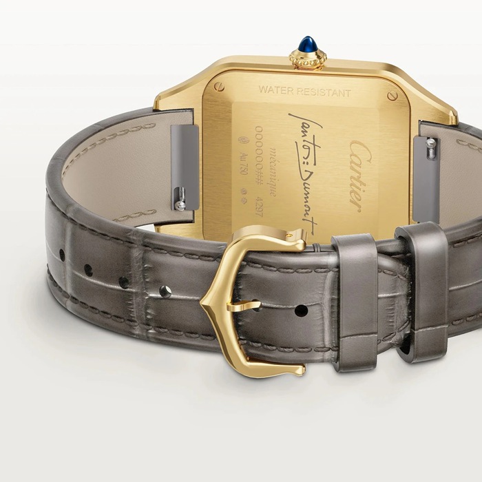 Zegarek Cartier Santos-Dumont duży model mechaniczny mechanizm z ręcznym nakręcaniem 430 MC żółte złoto WGSA0097 - obrazek 4