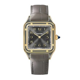 Zegarek Cartier Santos-Dumont duży model mechaniczny mechanizm z ręcznym nakręcaniem 430 MC żółte złoto WGSA0097
