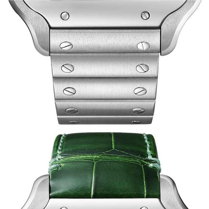 Zegarek Cartier Santos de Cartier Duży stalowy automatyczny wymienny skórzany pasek WSSA0062 - obrazek 2
