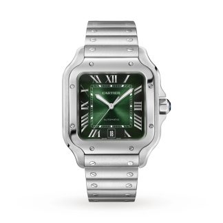 Zegarek Cartier Santos de Cartier Duży stalowy automatyczny wymienny skórzany pasek WSSA0062