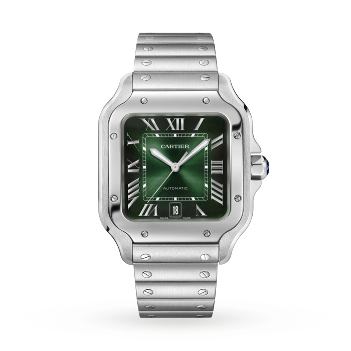 Zegarek Cartier Santos de Cartier Duży stalowy automatyczny wymienny skórzany pasek WSSA0062