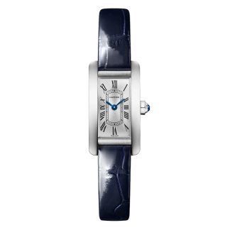 Zegarek Cartier Tank Américaine Mini Model Mechanizm kwarcowy Stal Skóra WSTA0116