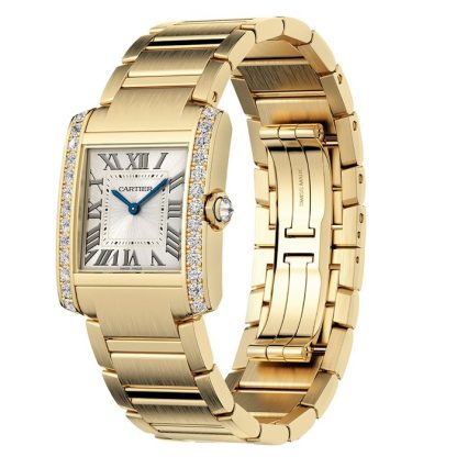 Zegarek Cartier Tank Française Średni model Mechanizm kwarcowy Żółte złoto Diamenty WJTA0040 - obrazek 3