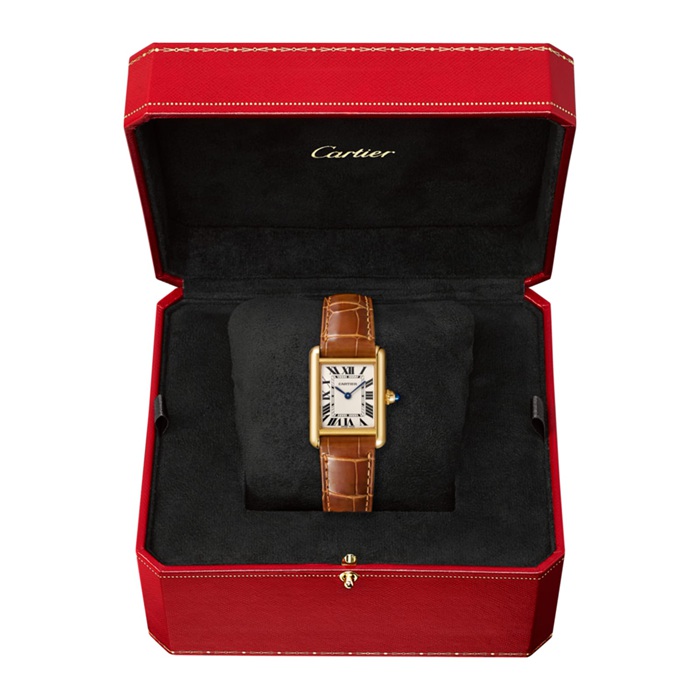 Zegarek Cartier Tank Louis Cartier Mały model Mechanizm kwarcowy Żółte złoto Skóra WGTA0342 - obrazek 2