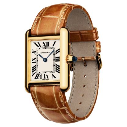Zegarek Cartier Tank Louis Cartier Mały model Mechanizm kwarcowy Żółte złoto Skóra WGTA0342 - obrazek 3