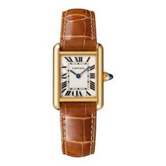 Zegarek Cartier Tank Louis Cartier Mały model Mechanizm kwarcowy Żółte złoto Skóra WGTA0342