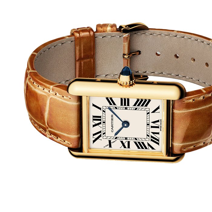 Zegarek Cartier Tank Louis Cartier Mały model Mechanizm kwarcowy Żółte złoto Skóra WGTA0342 - obrazek 5