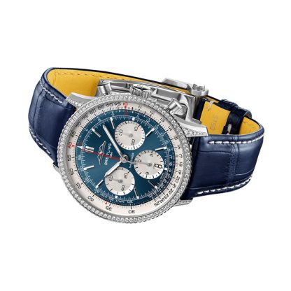 Zegarek męski Breitling Navitimer Chronograph 41 mm z niebieską tarczą i białymi oczami AB0139631C1P1 - obrazek 3