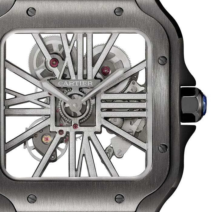 Zegarek szkieletowy Cartier Santos De Cartier WHSA0009 - obrazek 3