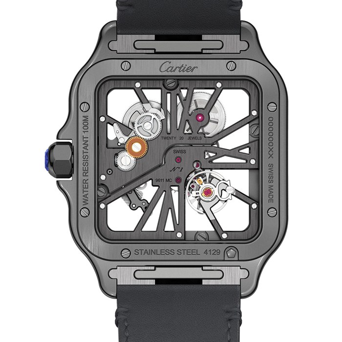 Zegarek szkieletowy Cartier Santos De Cartier WHSA0009 - obrazek 4